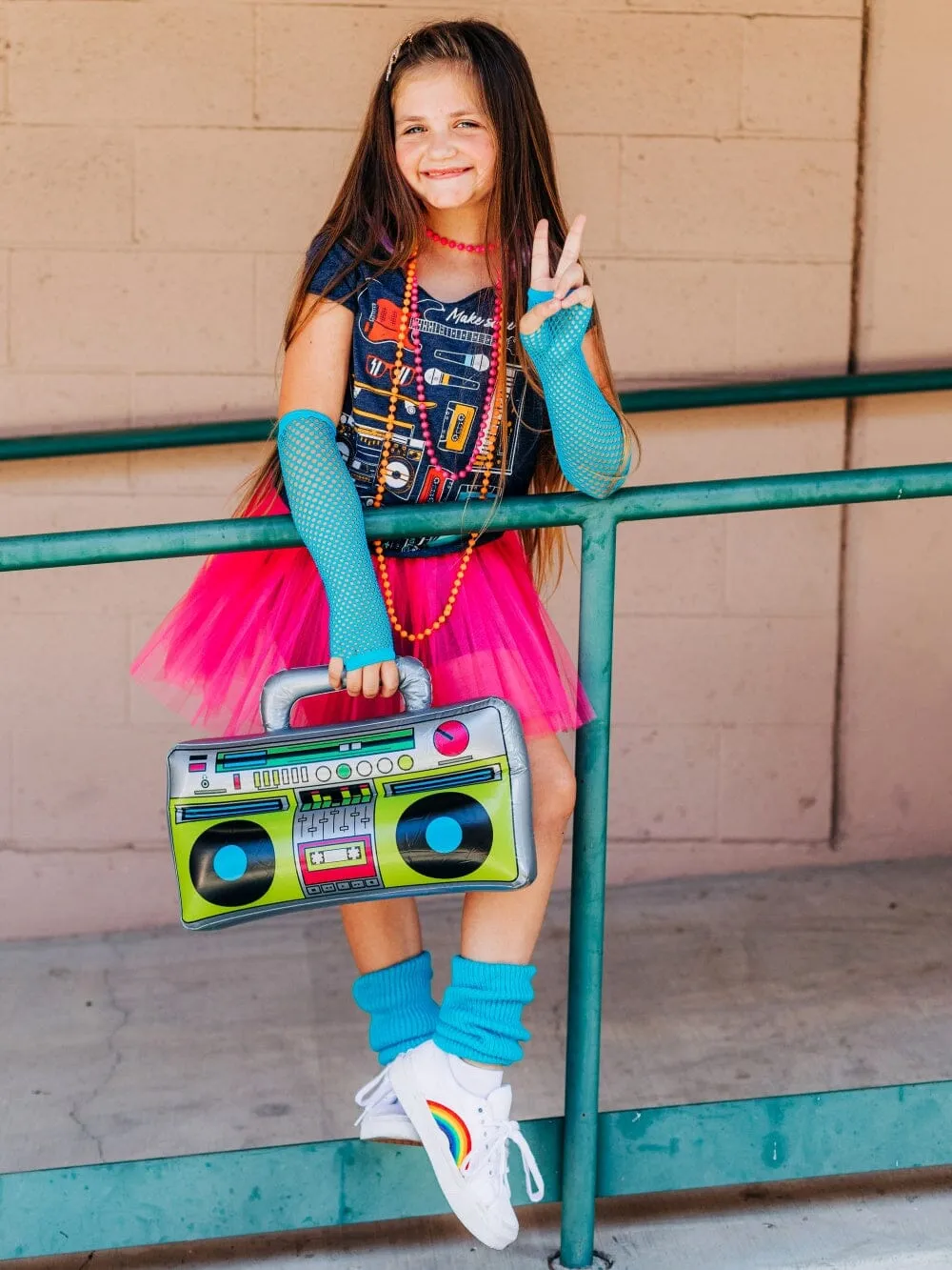 Neon Hot Pink 80's Costume Tutu & Accessories for Kids