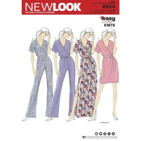 Newlook Pattern 6554 Women's Knit Jumpsuit and Dresses