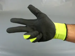 Nitrile Sandy Fluorescent Green Polyester Glove ( touch-screen)  Size M  144 pairs