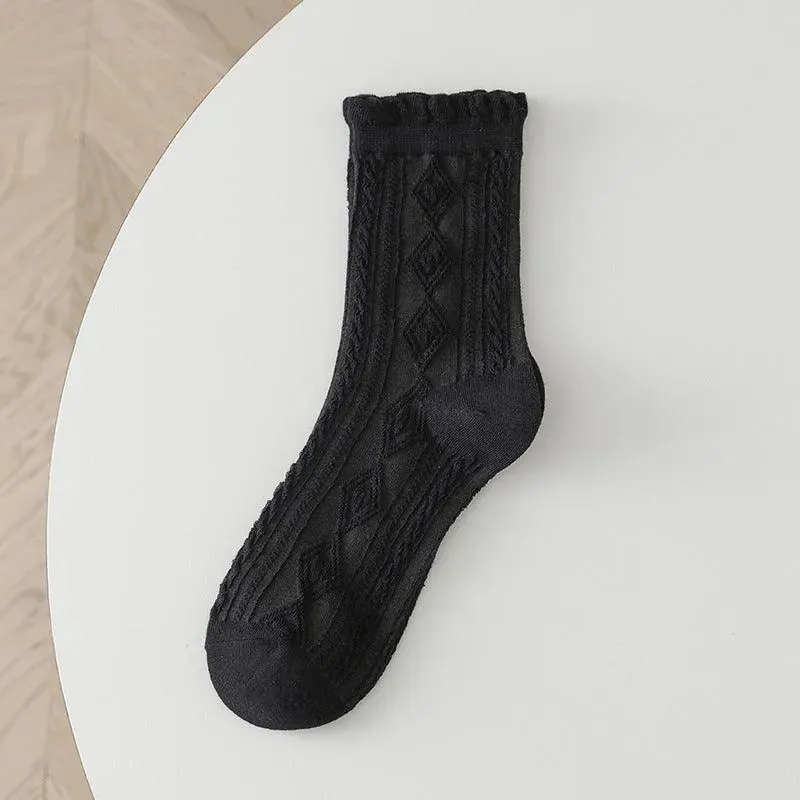 One Pair of Lace Crew Socks with Ruffle | Lolita & Jirai Kei Fashion