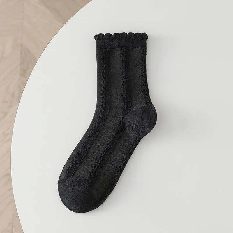 One Pair of Lace Crew Socks with Ruffle | Lolita & Jirai Kei Fashion