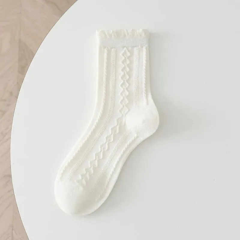 One Pair of Lace Crew Socks with Ruffle | Lolita & Jirai Kei Fashion