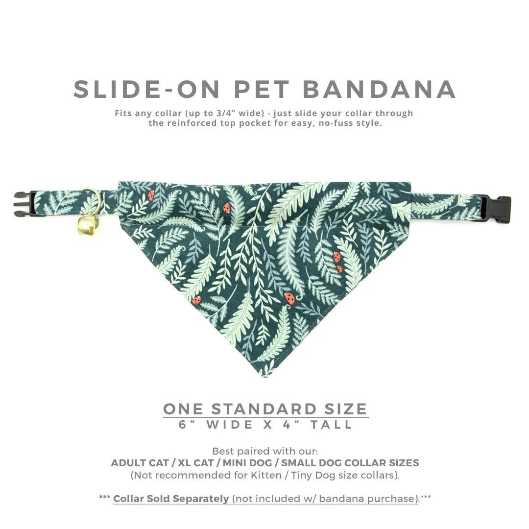 Pet Bandana - "Eden" - Sage & Woodland Botanical Green Bandana for Cat   Small Dog / Slide-on Bandana / Over-the-Collar (One Size)