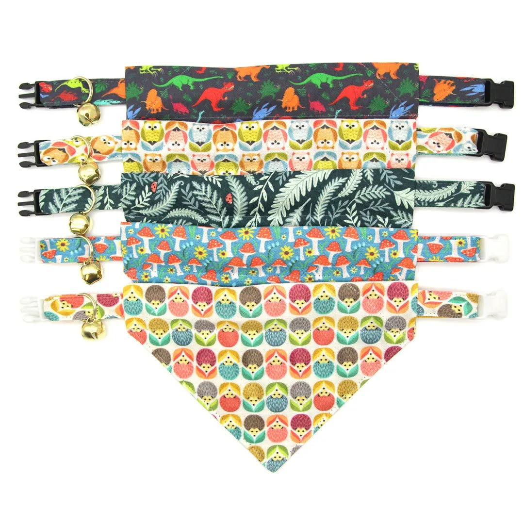 Pet Bandana - "Eden" - Sage & Woodland Botanical Green Bandana for Cat   Small Dog / Slide-on Bandana / Over-the-Collar (One Size)