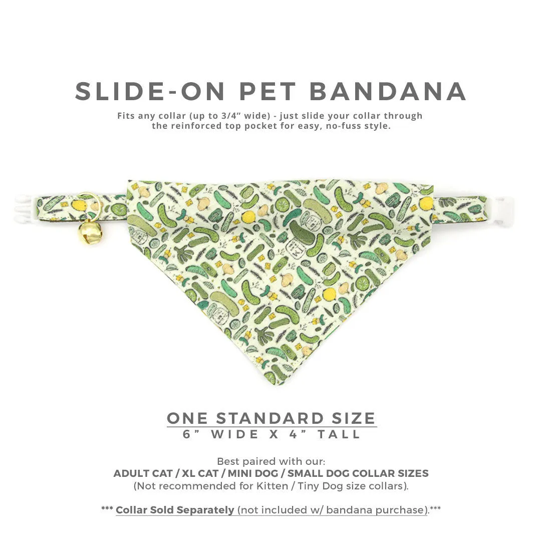 Pet Bandana - "Kind of a Big Dill" - Pickle Bandana for Cat   Small Dog / Food, Cucumber / Slide-on Bandana / Over-the-Collar (One Size)