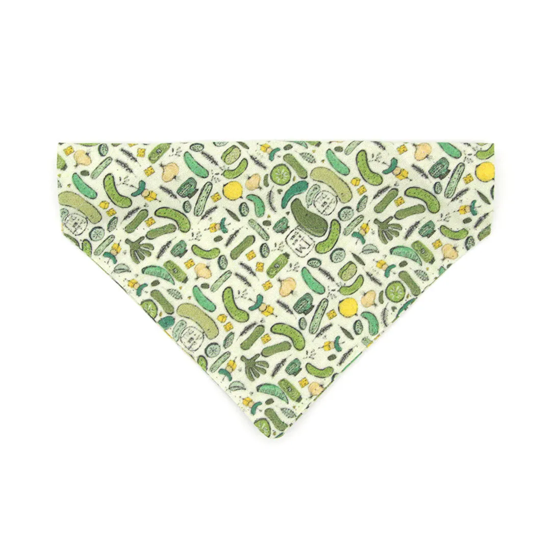 Pet Bandana - "Kind of a Big Dill" - Pickle Bandana for Cat   Small Dog / Food, Cucumber / Slide-on Bandana / Over-the-Collar (One Size)