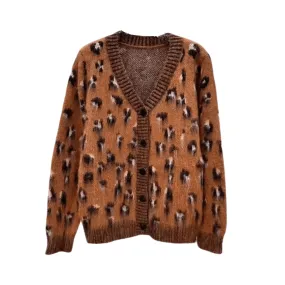 Pre Order:  Brown Leopard Knit Cardigan