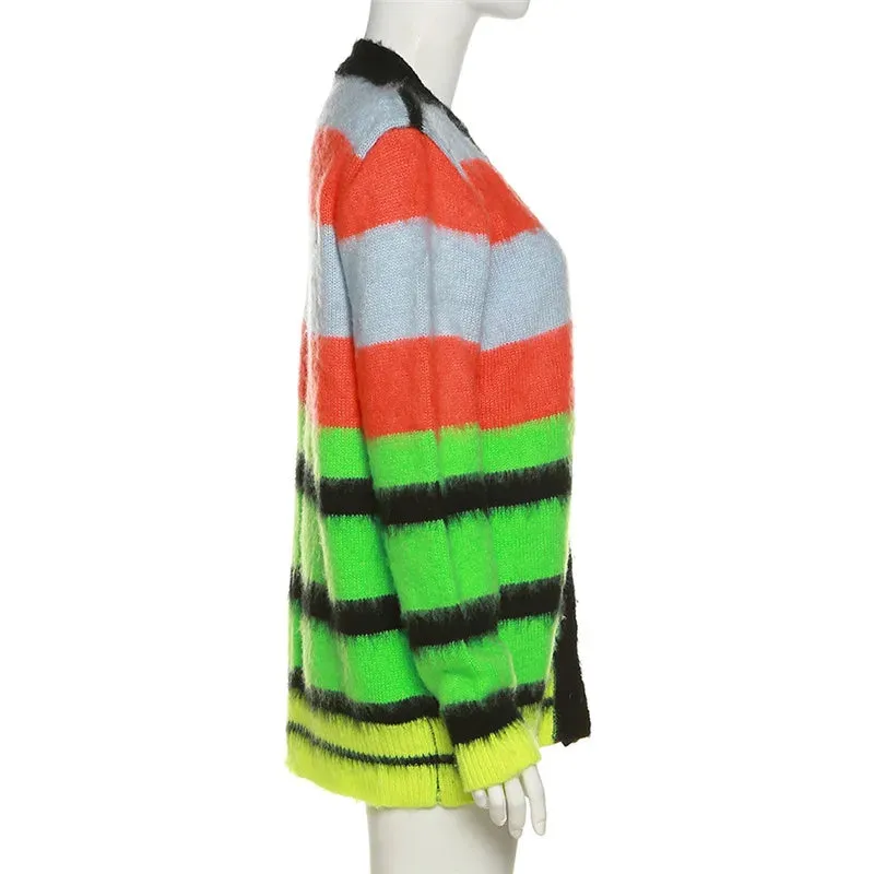 Pre Order:  Colorful Stripes Button Down Cardigan