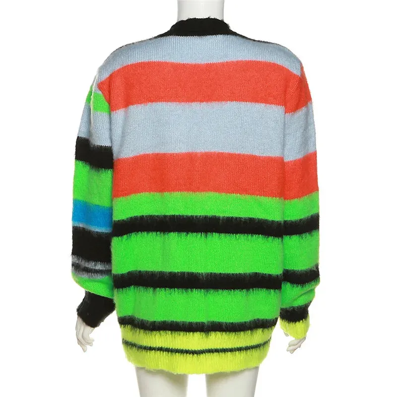 Pre Order:  Colorful Stripes Button Down Cardigan