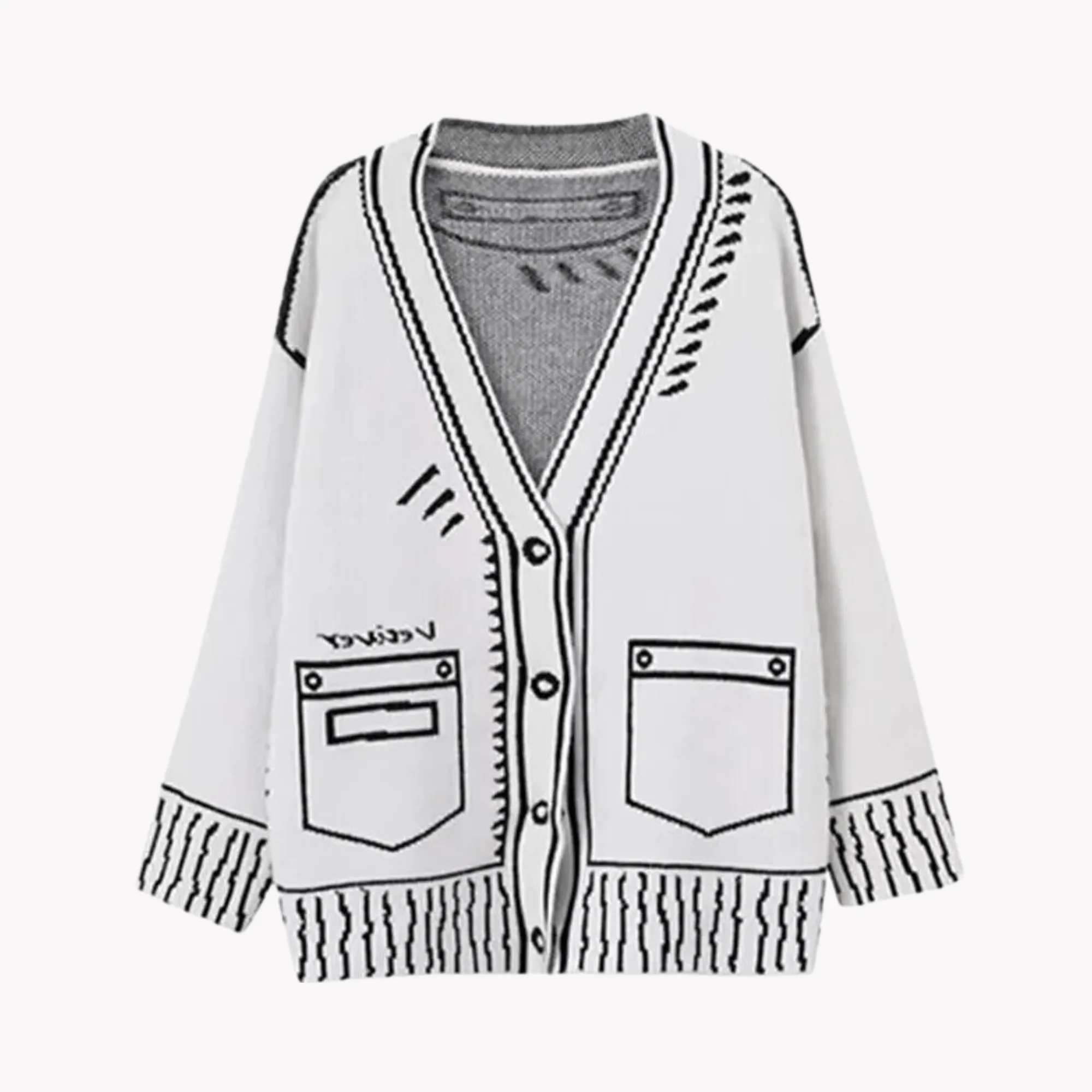 Pre Order:  Comic Effect Contrast Knit Cardigan