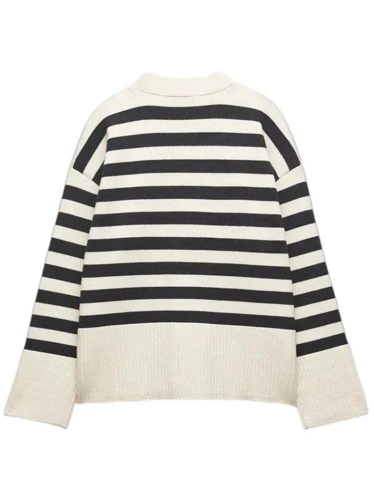 Pre Order:  Contrast Stripes Knit Cardigan