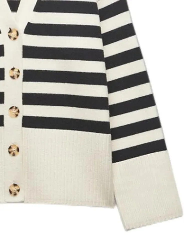 Pre Order:  Contrast Stripes Knit Cardigan