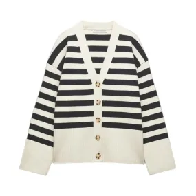 Pre Order:  Contrast Stripes Knit Cardigan