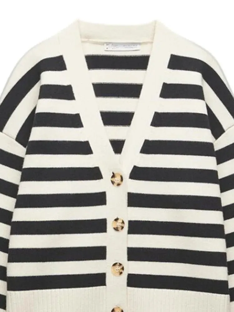 Pre Order:  Contrast Stripes Knit Cardigan