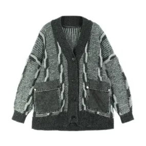 Pre Order:  Denim Pocket Knitted Cardigan