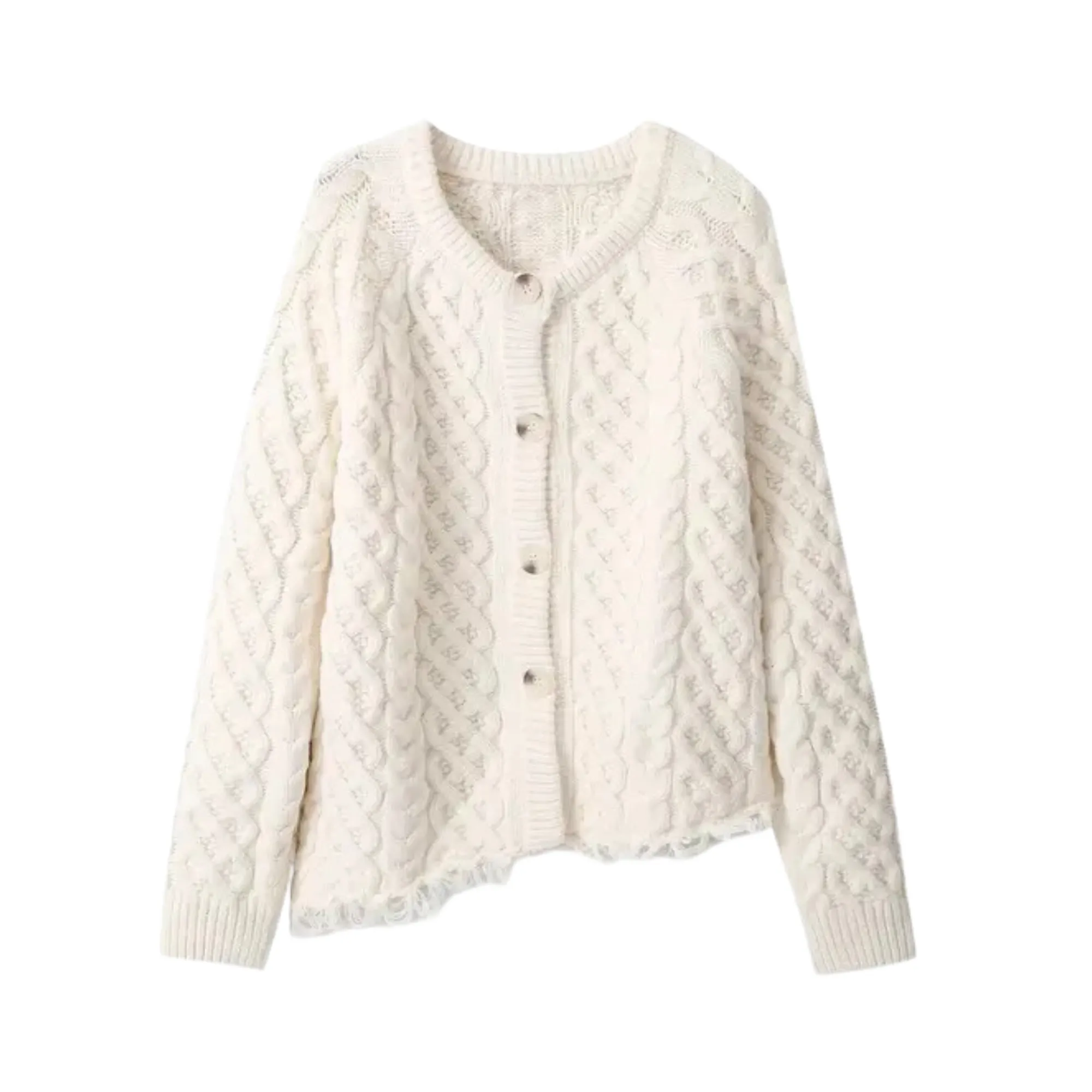 Pre Order:  Fringed Asymmetric Hem Knitted Cardigan