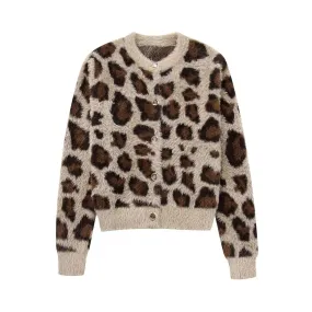 Pre Order:  Leopard Knitted Loose Cardigan