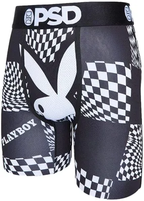 PSD Men's Stretch Elastic Wide Band Boxer Brief - Playboy Warp Check