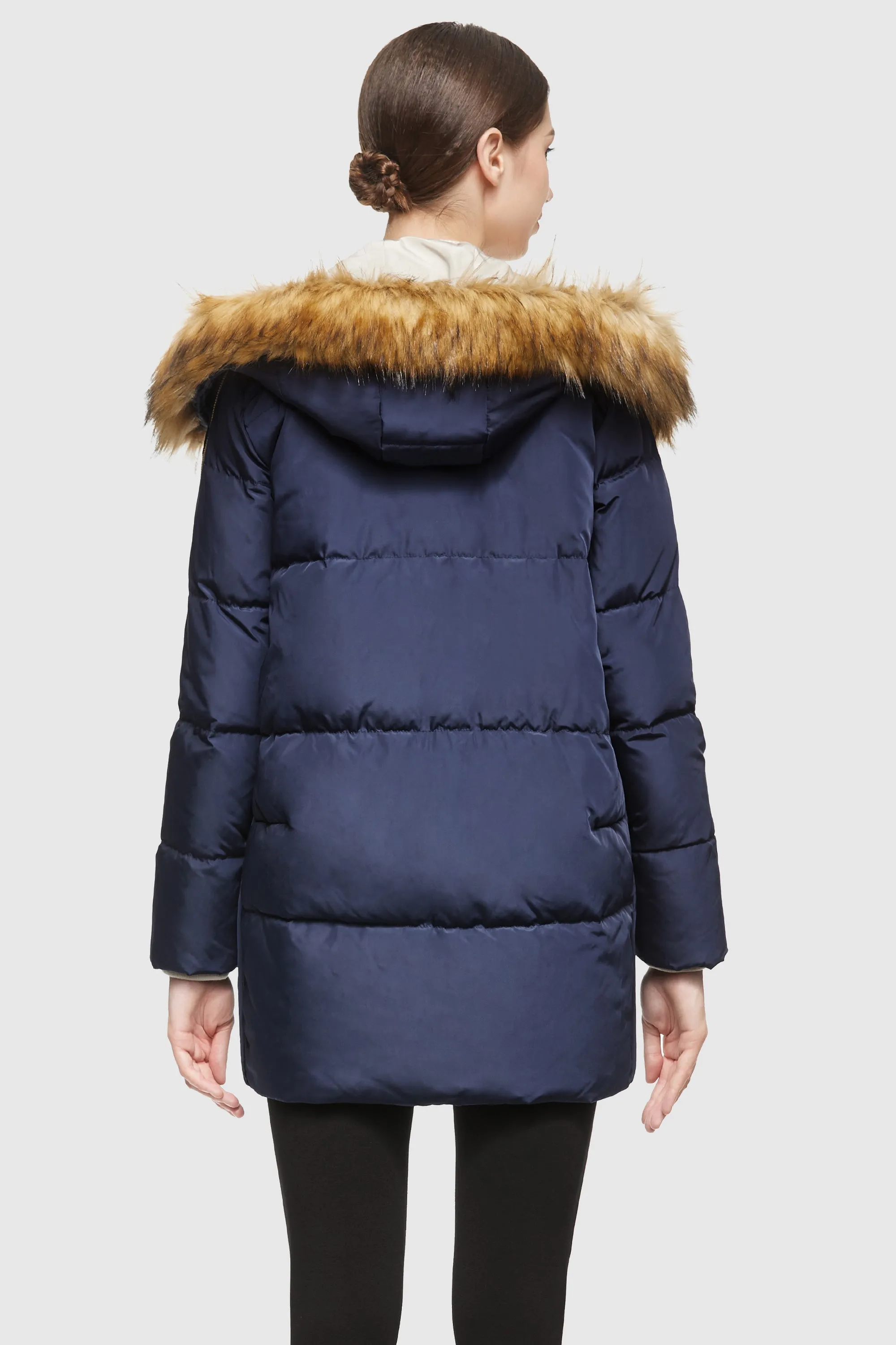 Removable Fur Large Pockets Down Jacket