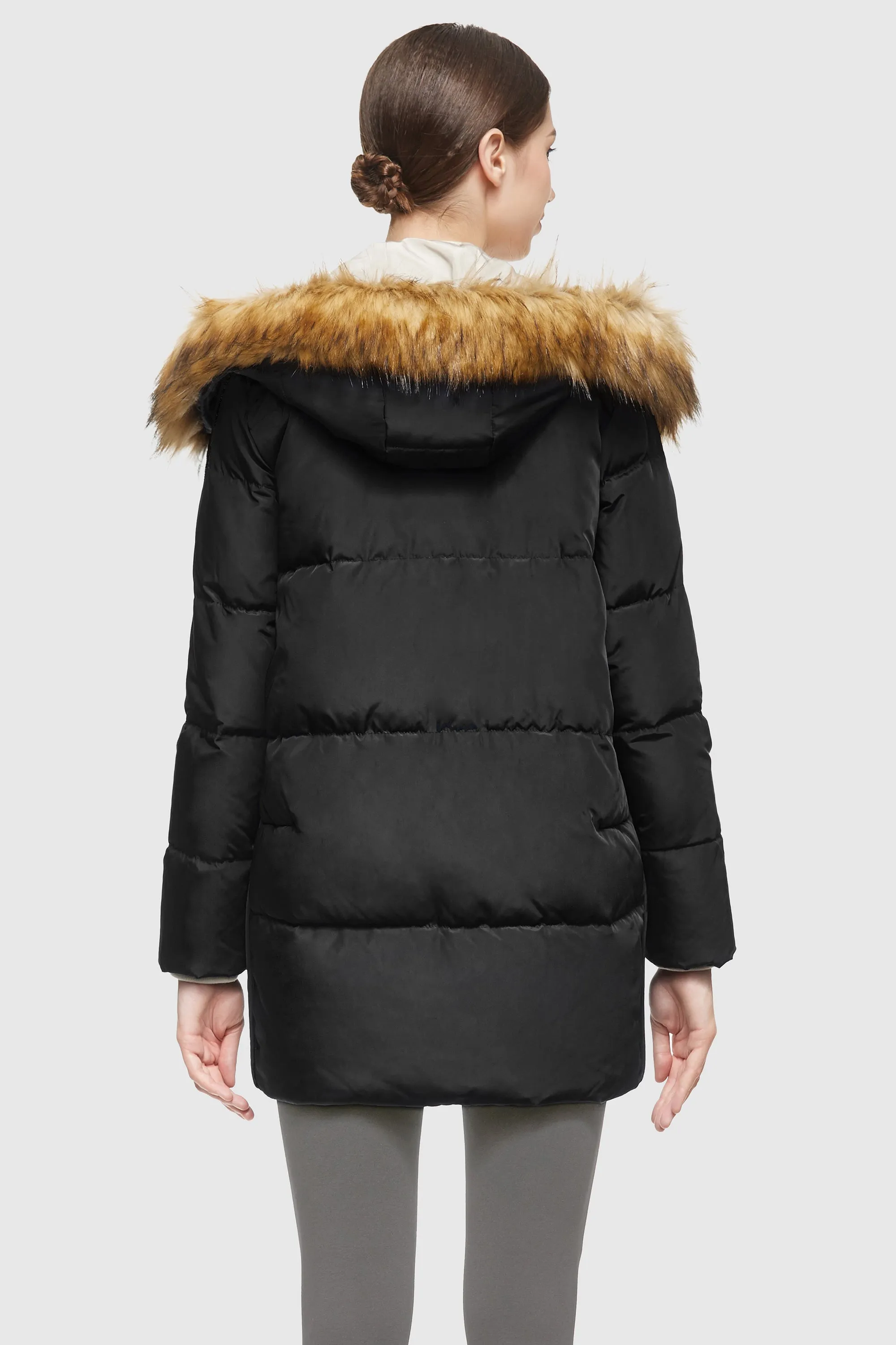 Removable Fur Large Pockets Down Jacket