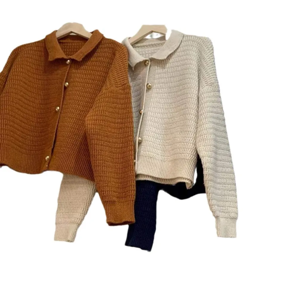 Retro Lapels Sweaters Cardigan Outerwear Top