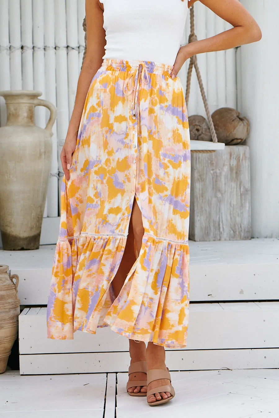 Safron Button Front Maxi Skirt