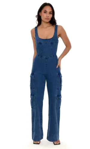 Scoop Cargo Denim Jumpsuit