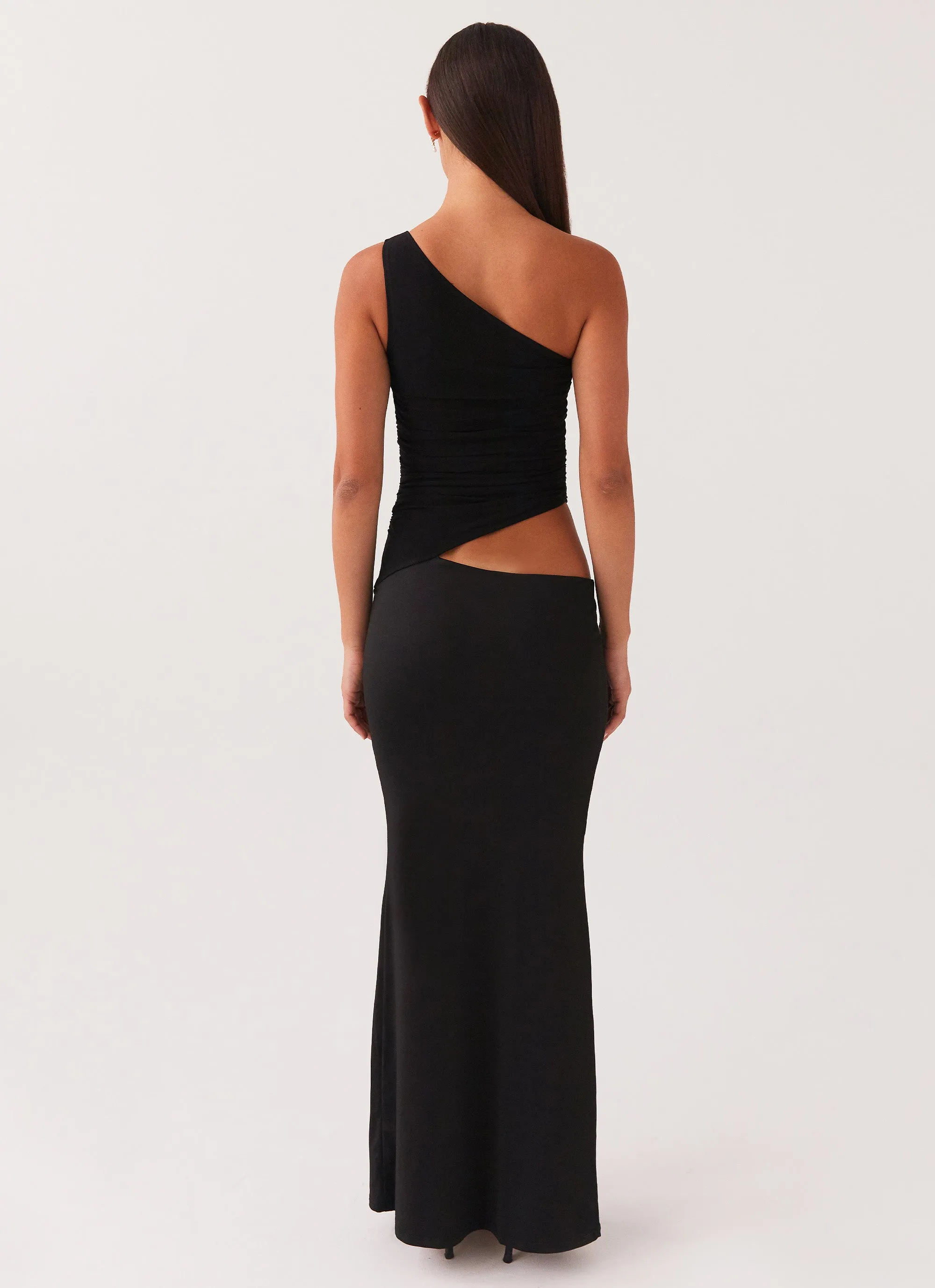 Seranella One Shoulder Maxi Dress - Black