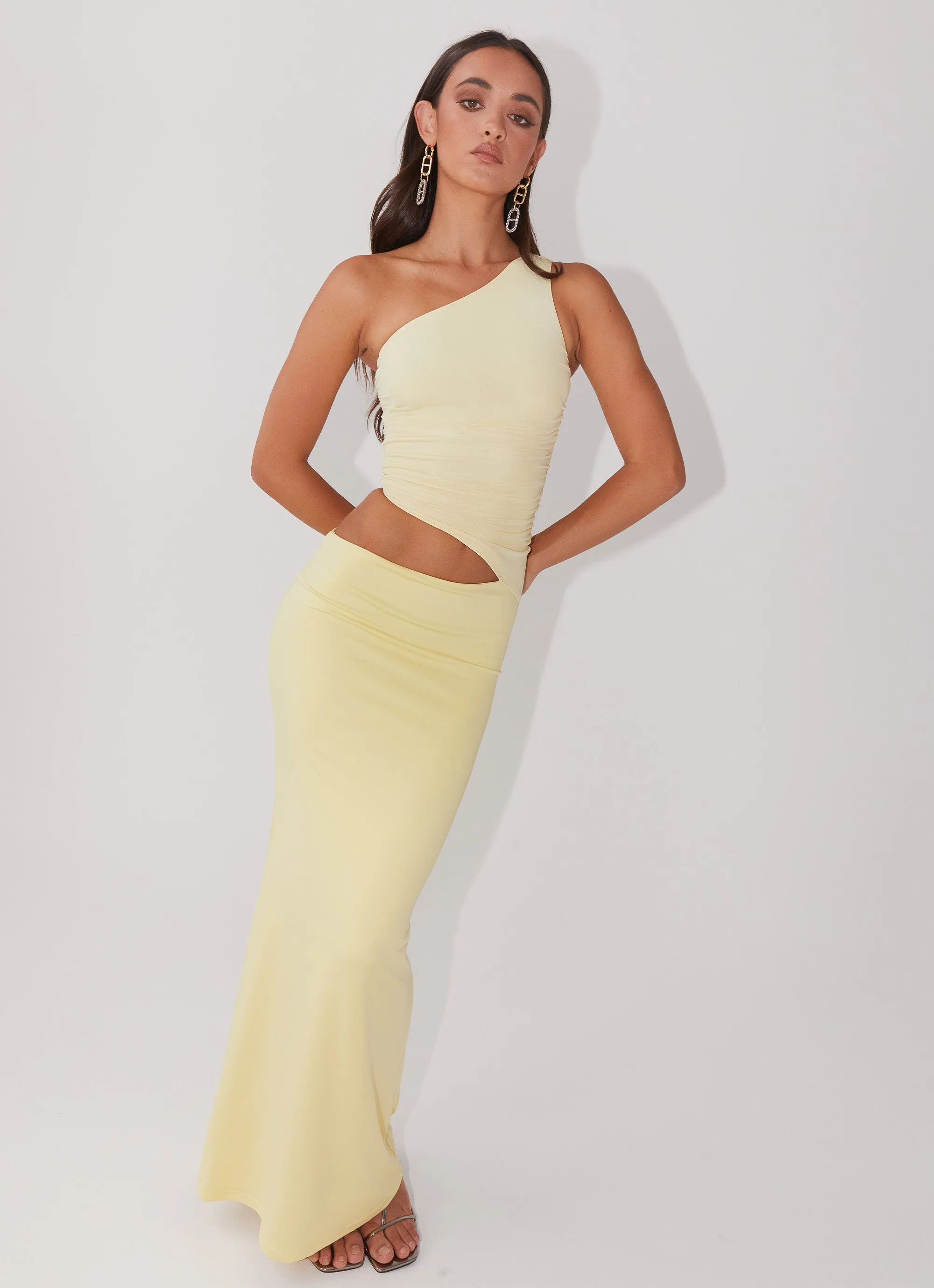 Seranella One Shoulder Maxi Dress - Lemon