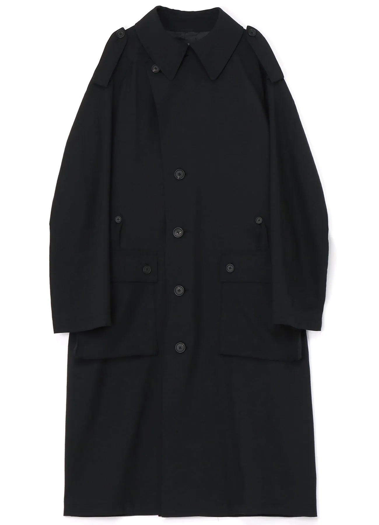 SHIWANOARU POLYESTER STRETCH TWILL BIG TRENCH CARGO POCKET COAT