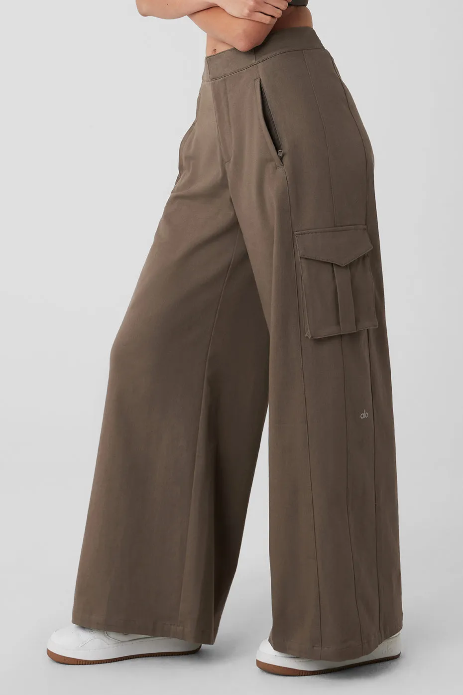 Show Off Cargo Wide Leg Trouser - Olive Tree