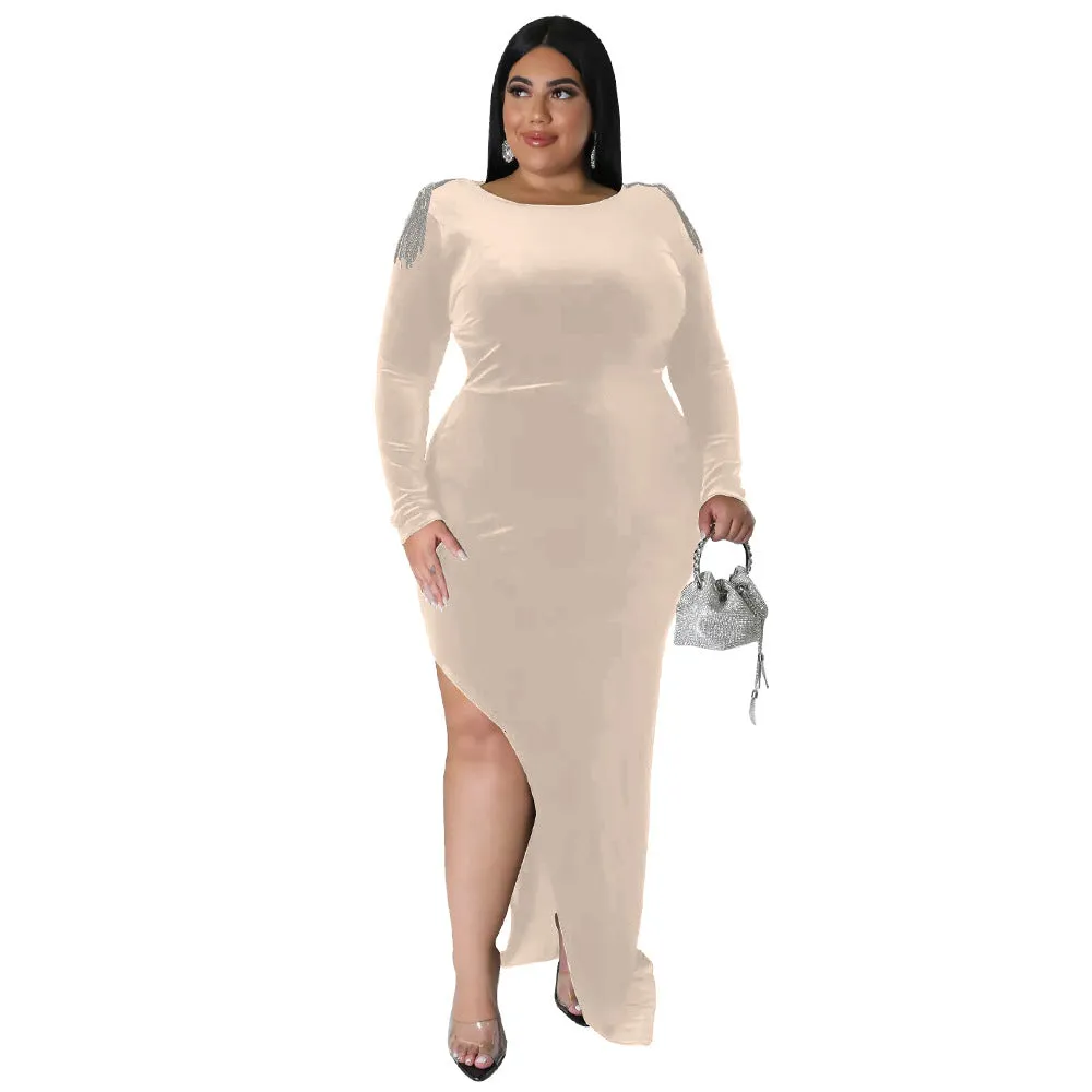 Slim Fit Sexy Dress plus Size Dress Decoration High Split