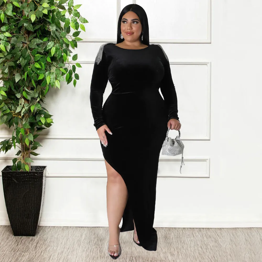 Slim Fit Sexy Dress plus Size Dress Decoration High Split