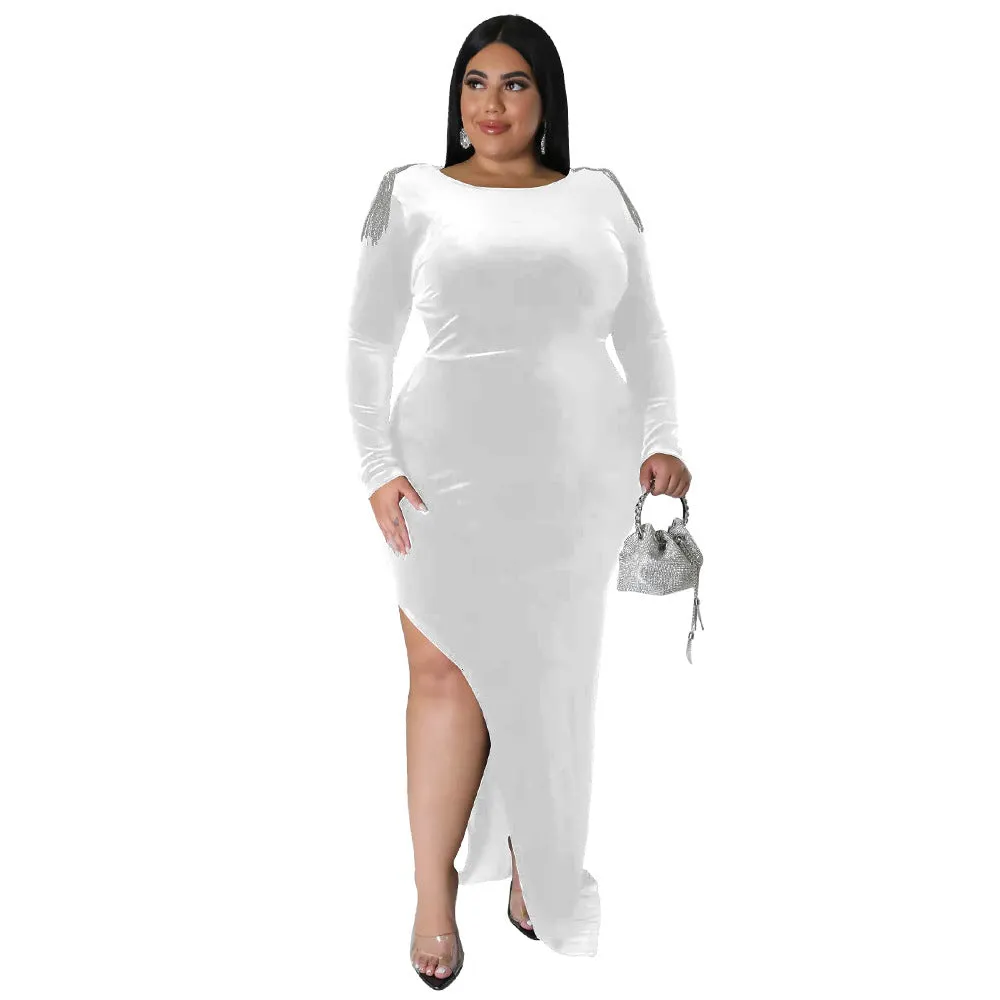 Slim Fit Sexy Dress plus Size Dress Decoration High Split