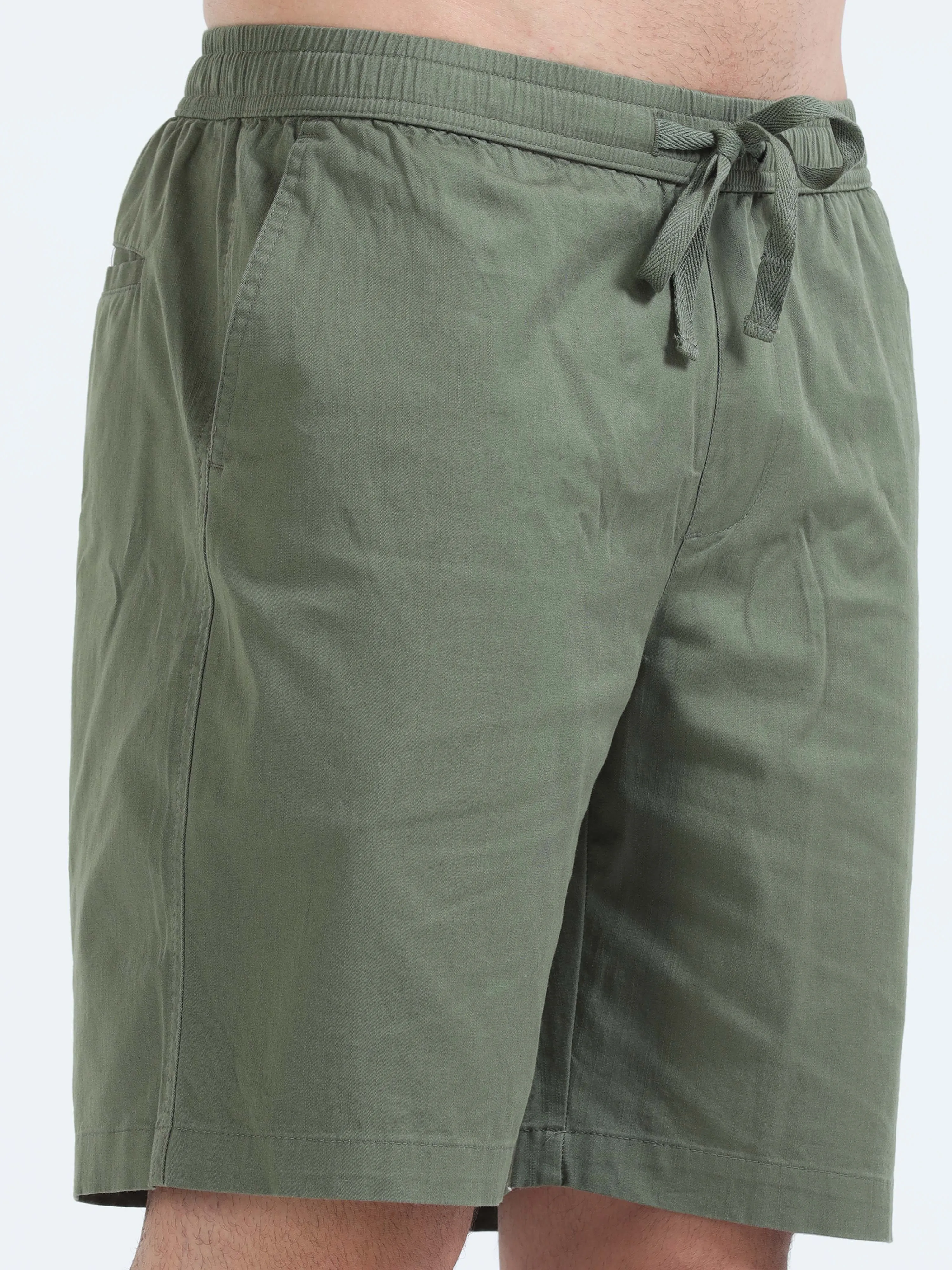 Soft Cotton Olive Basic Shorts