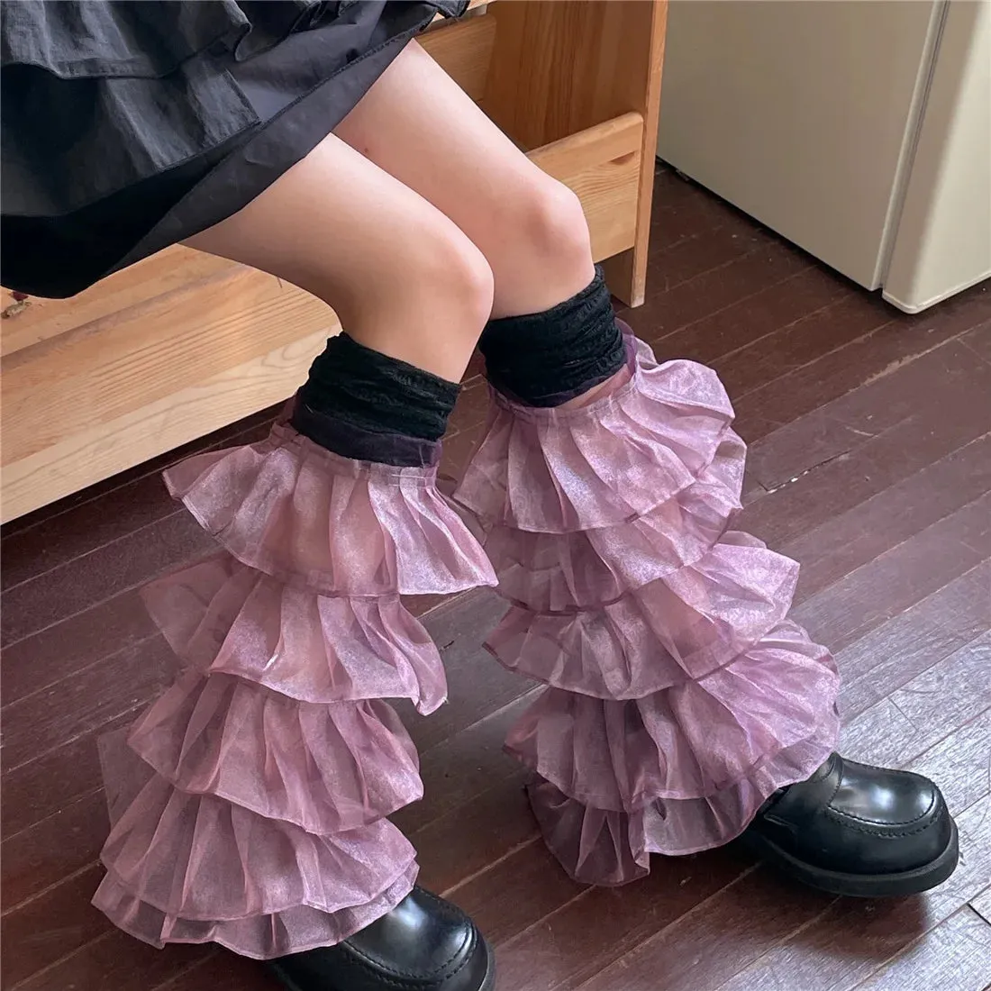 Sohiwoo Women Over The Knee Leg Socks Lace Ruffles Leg Cover Y2K Women Japanese Punk Harajuku Leg Warmers JK Party Accessories