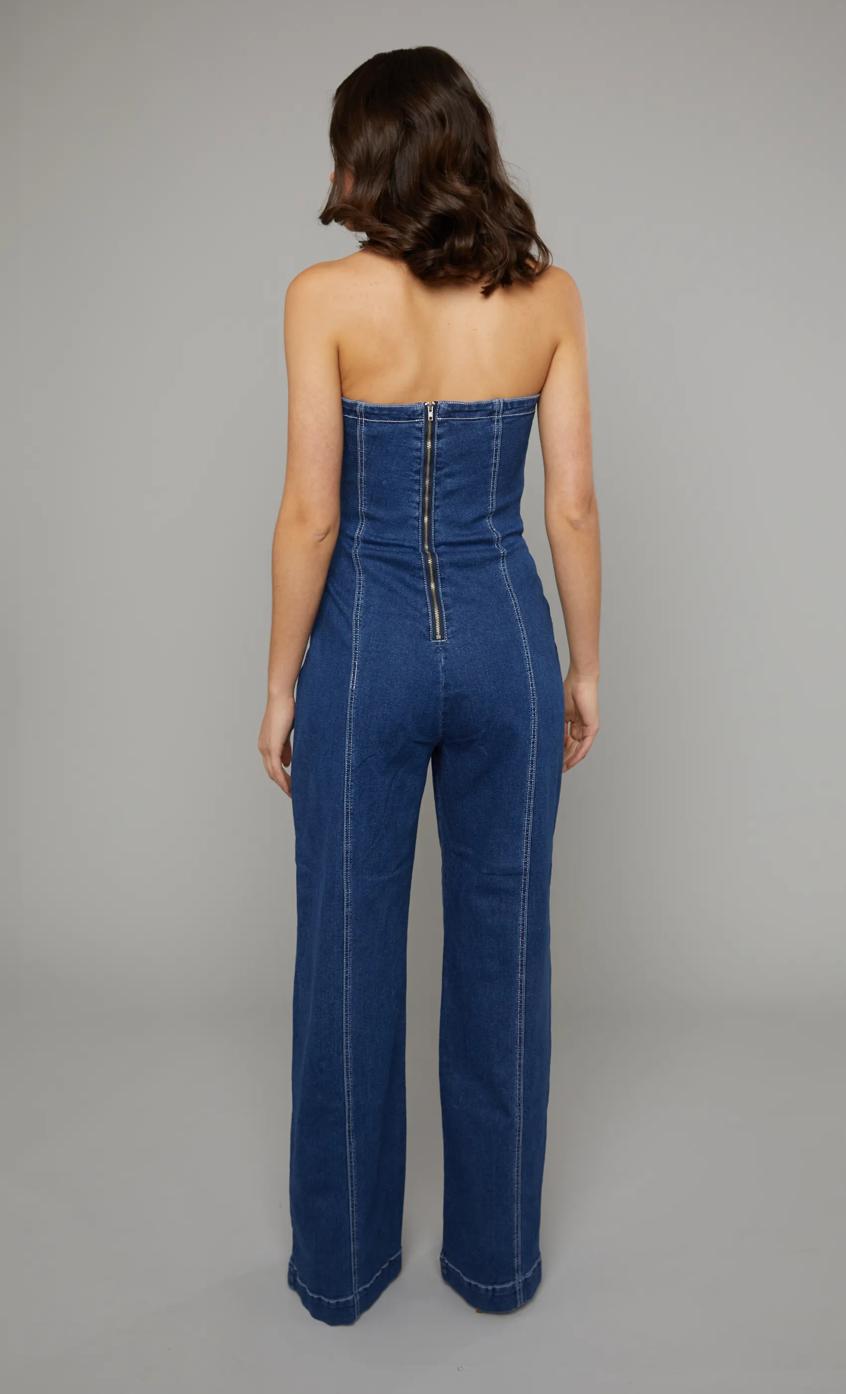 Statement Seem Denim Bandeau Jumpsuit