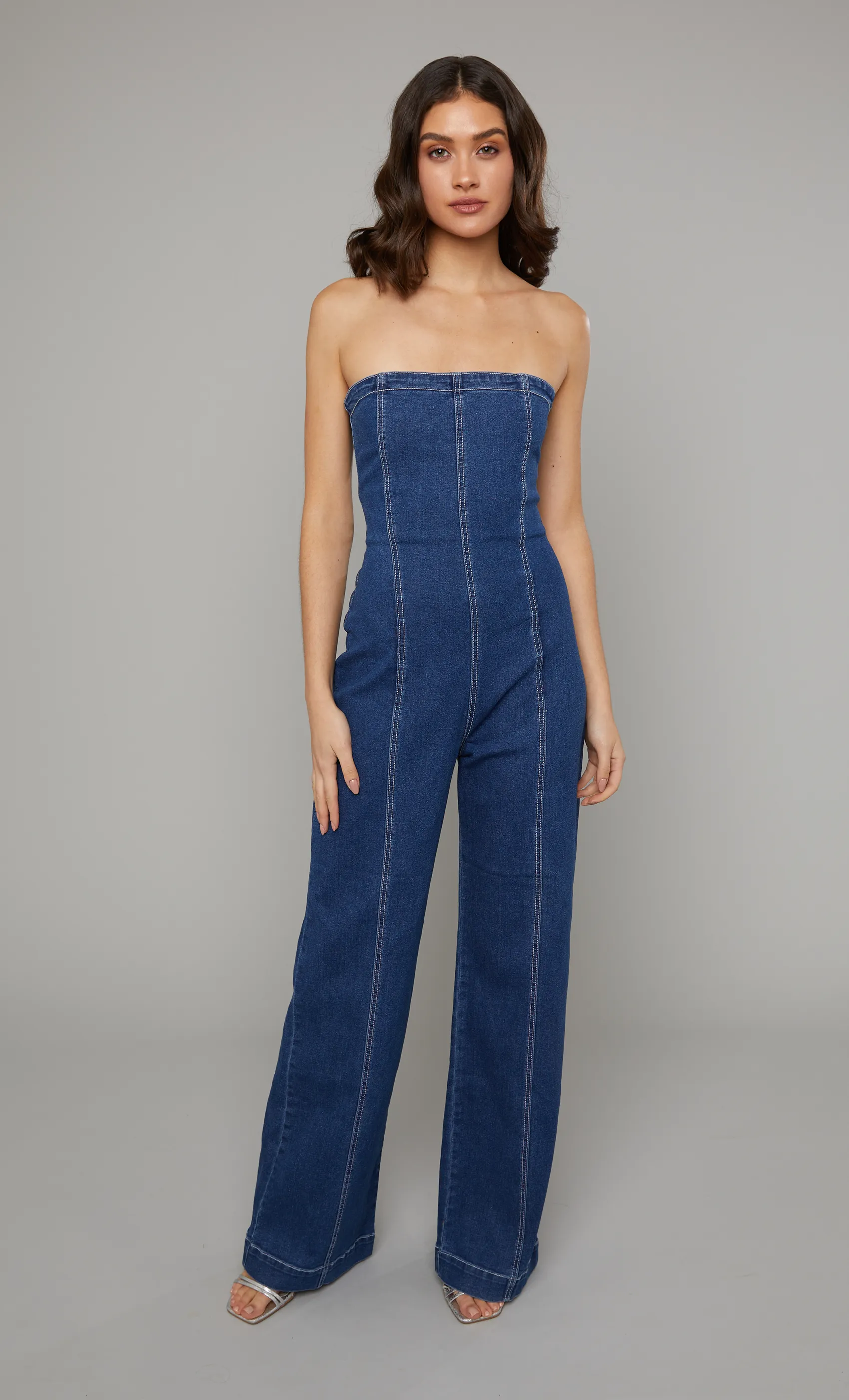 Statement Seem Denim Bandeau Jumpsuit