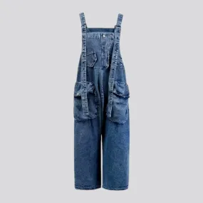 Stonewashed women's denim overall