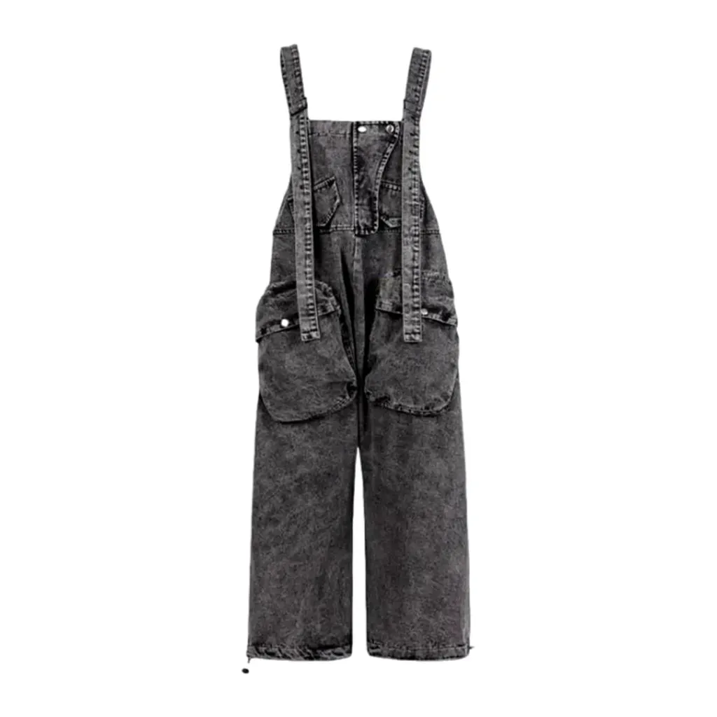 Stonewashed women's denim overall