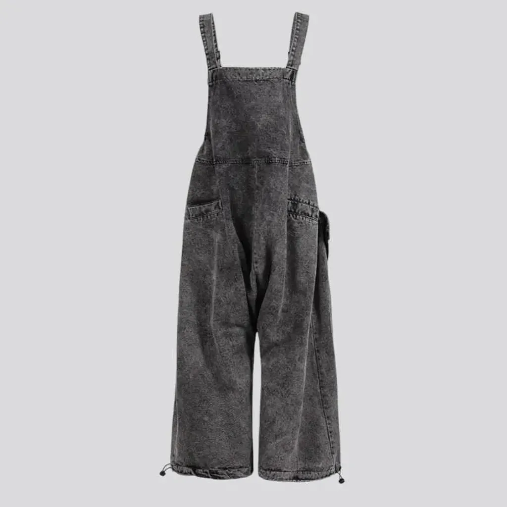 Stonewashed women's denim overall