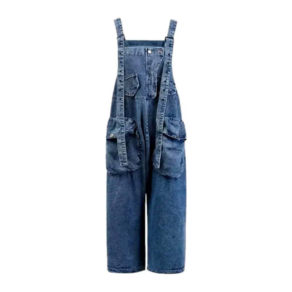 Stonewashed women's denim overall