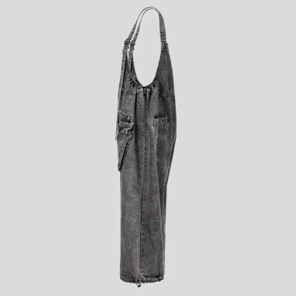 Stonewashed women's denim overall