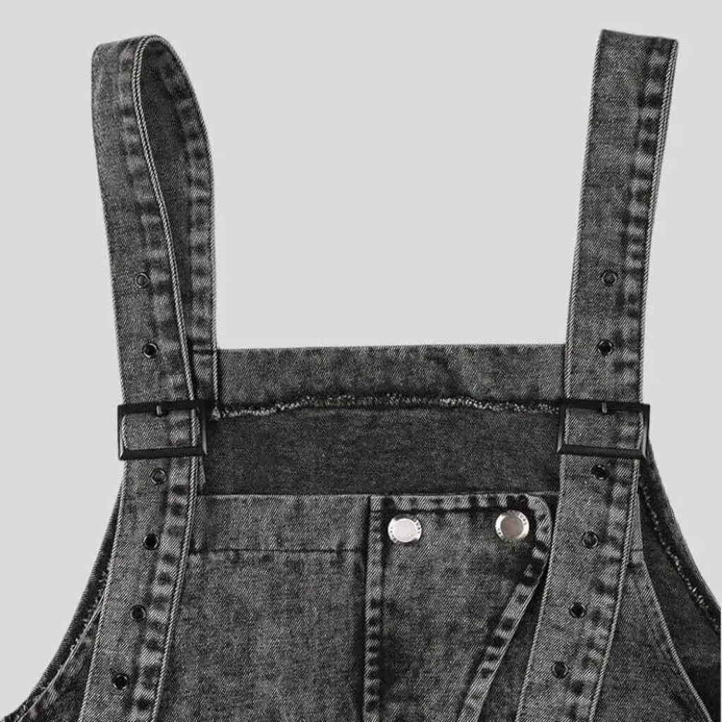 Stonewashed women's denim overall