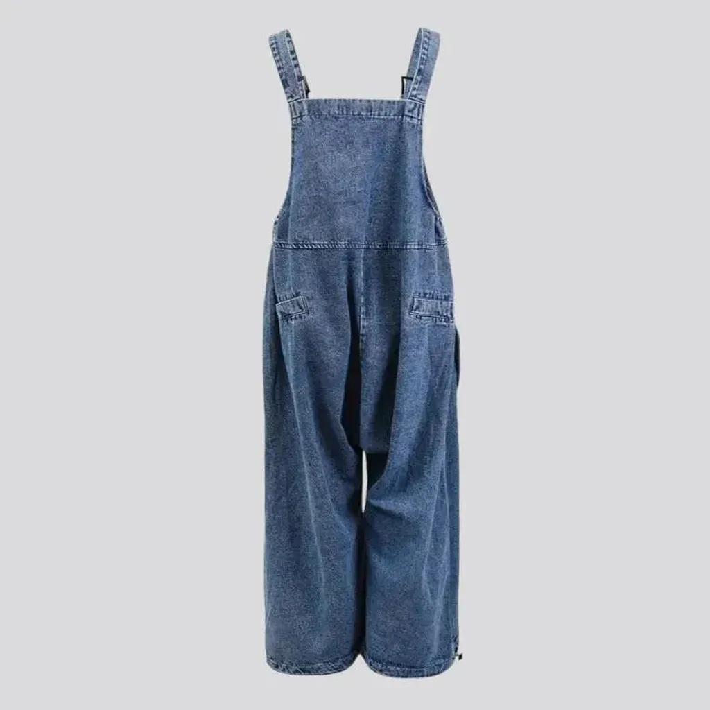 Stonewashed women's denim overall