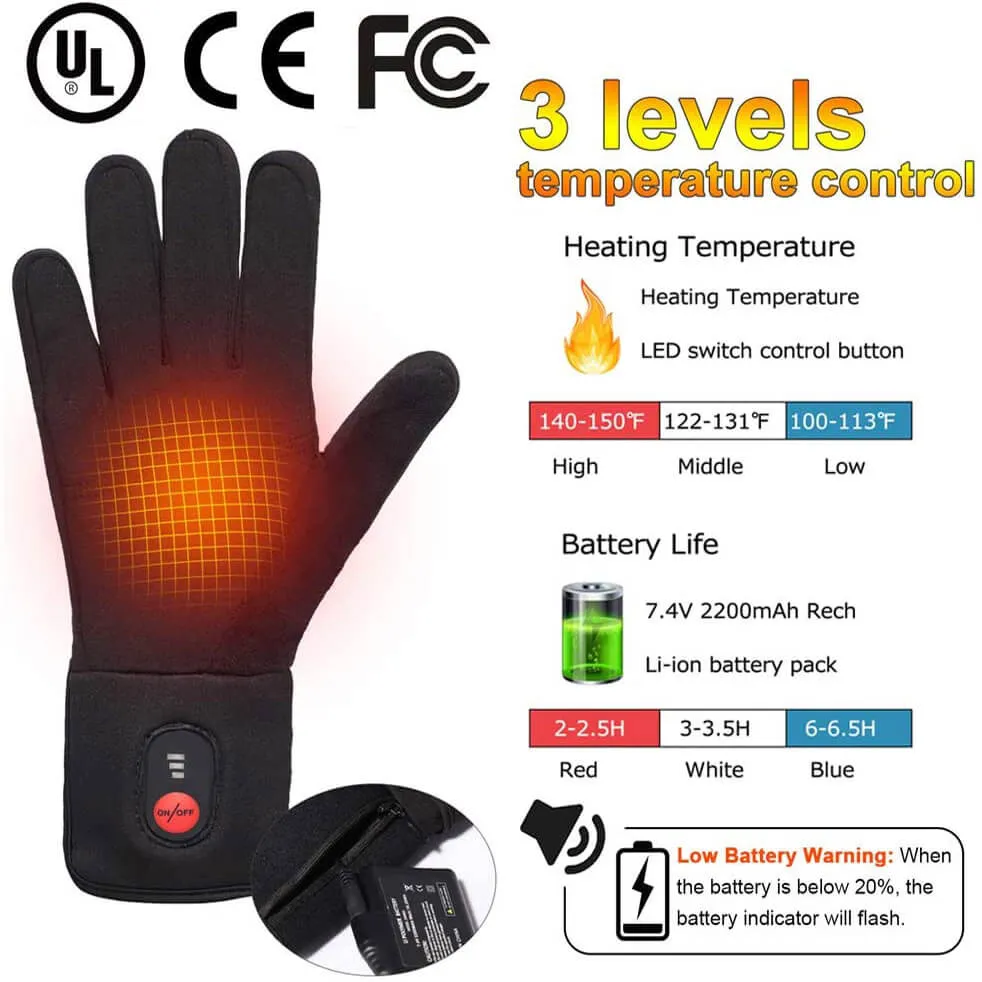 Sunwill Rechargeable Electric Finger Touch Screen Thin Heated Gloves | Heated Gloves Liners