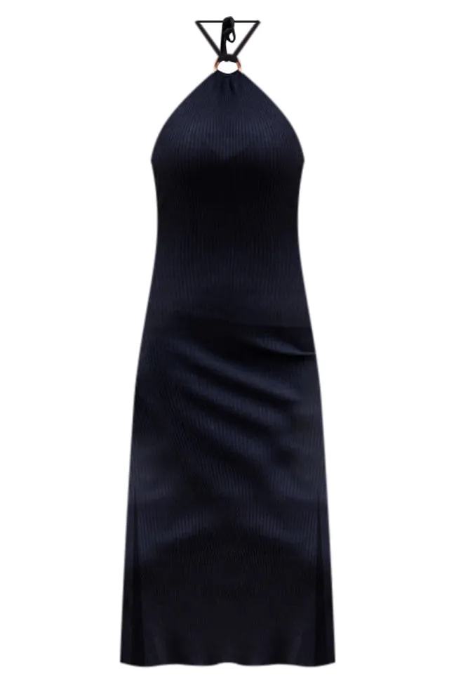 Sweet Wish Black Ring Link Halter Knit Midi Dress FINAL SALE