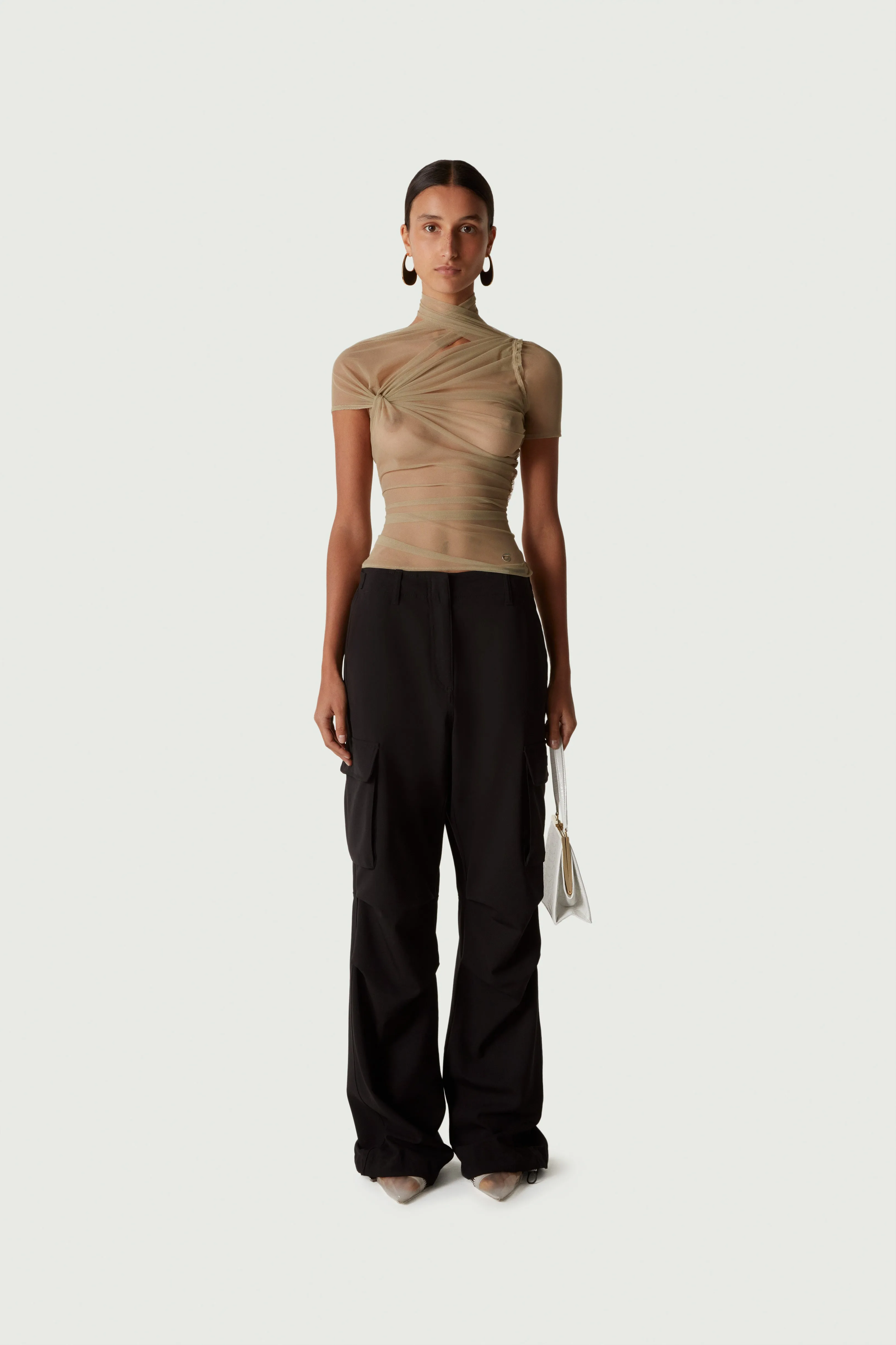 Tailored Wide Leg Cargo Pants