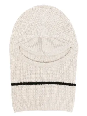 two-tone striped ribbed-knit balaclava