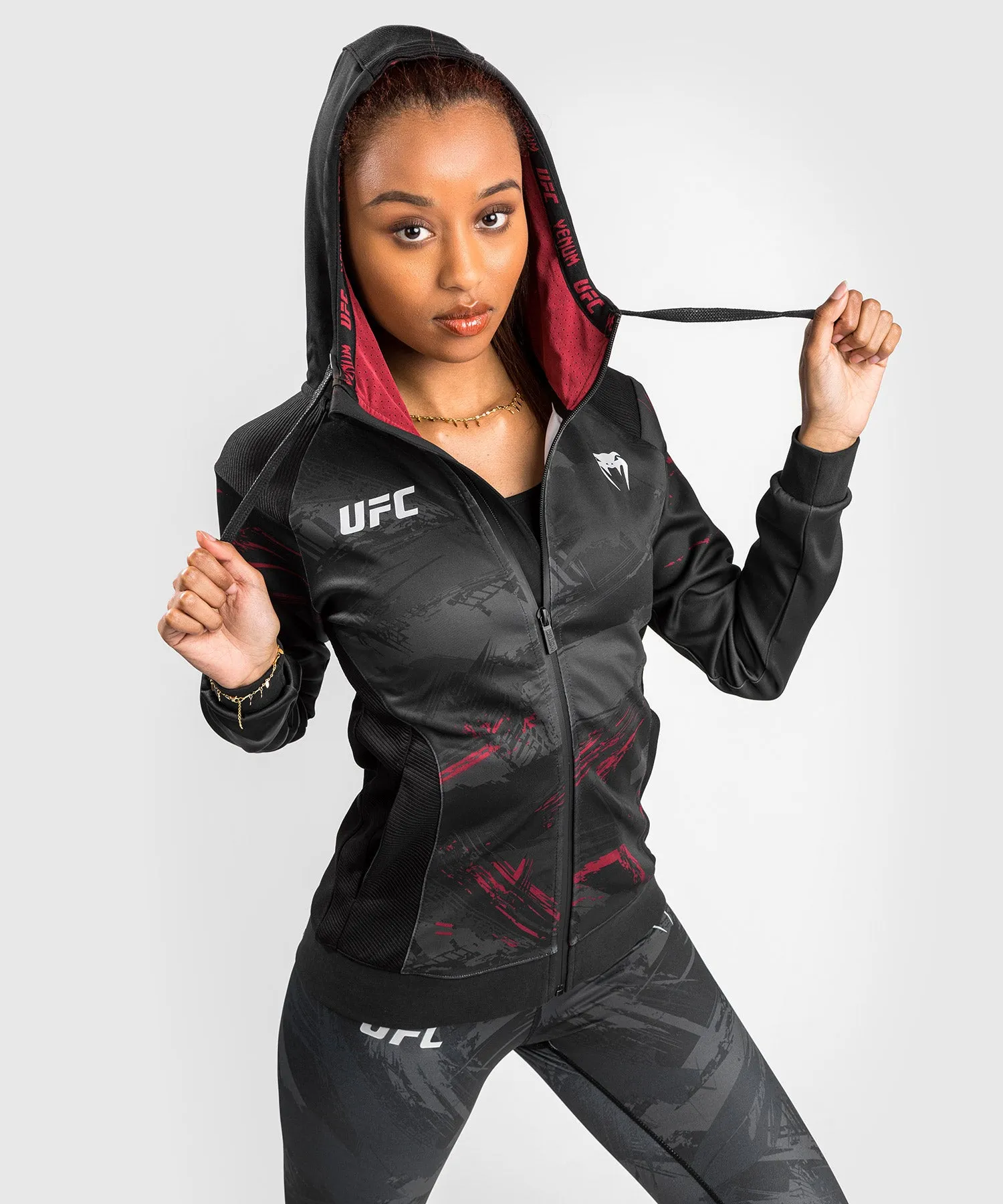 UFC Venum Authentic Fight Week 2.0 Women’s Zip Hoodie - Black/Red